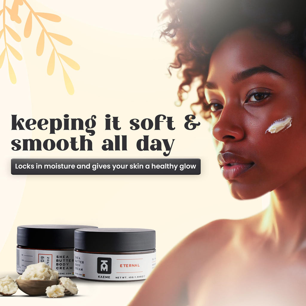 Kaeme.com Eternal Non-Greasy Whipped Shea Body Butter For Face, Body, Hair-Made With 100% Organic Raw Unrefined Shea & Coconut Oil, Deep Hydration for Dry, Sensitive Skin, Eczema Relief-3.4oz/100g Jar