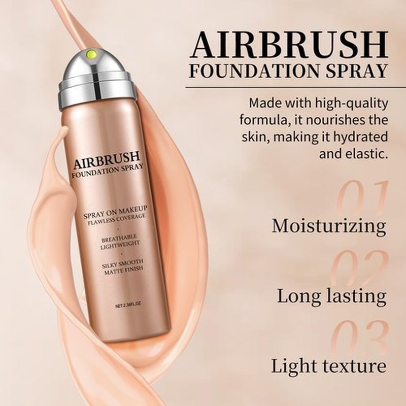 AOAZXBB Air Brush Makeup Foundation Lightweight Breathable Spray Foundation Makeup for Mature Skin-02 Beige