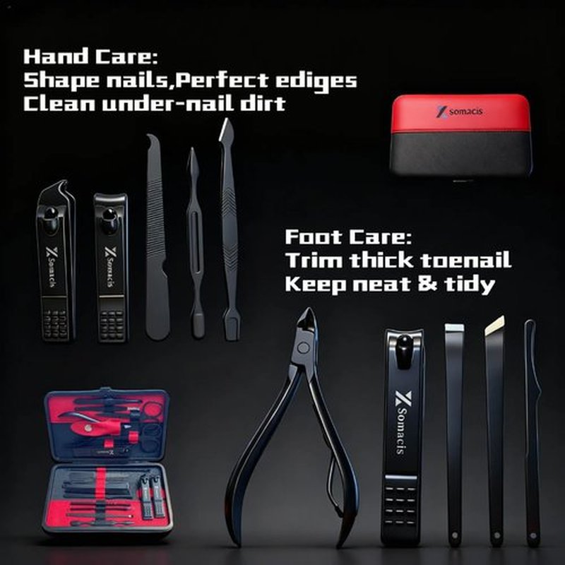 Manicure Set Professional Nail Clipper Kit-18pcs Stainless Steel Manicure&Pedicure Kit,Nail Care Tools Grooming kit with Luxurious Travel Case