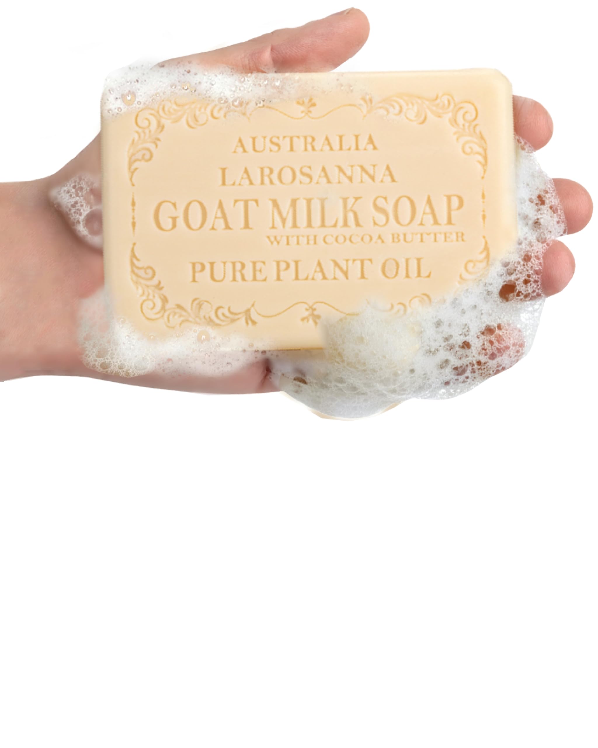 larosanna Australian Goat Milk Soap Pack of 1,Helps Moisturize,Smooth & Cleanse Skin,Triple-milled Bar Soap with Cocoa Butter,Aloe Vera and Pure Plant Oil,Body Soap Bars 6.3 oz for Adults & Babies