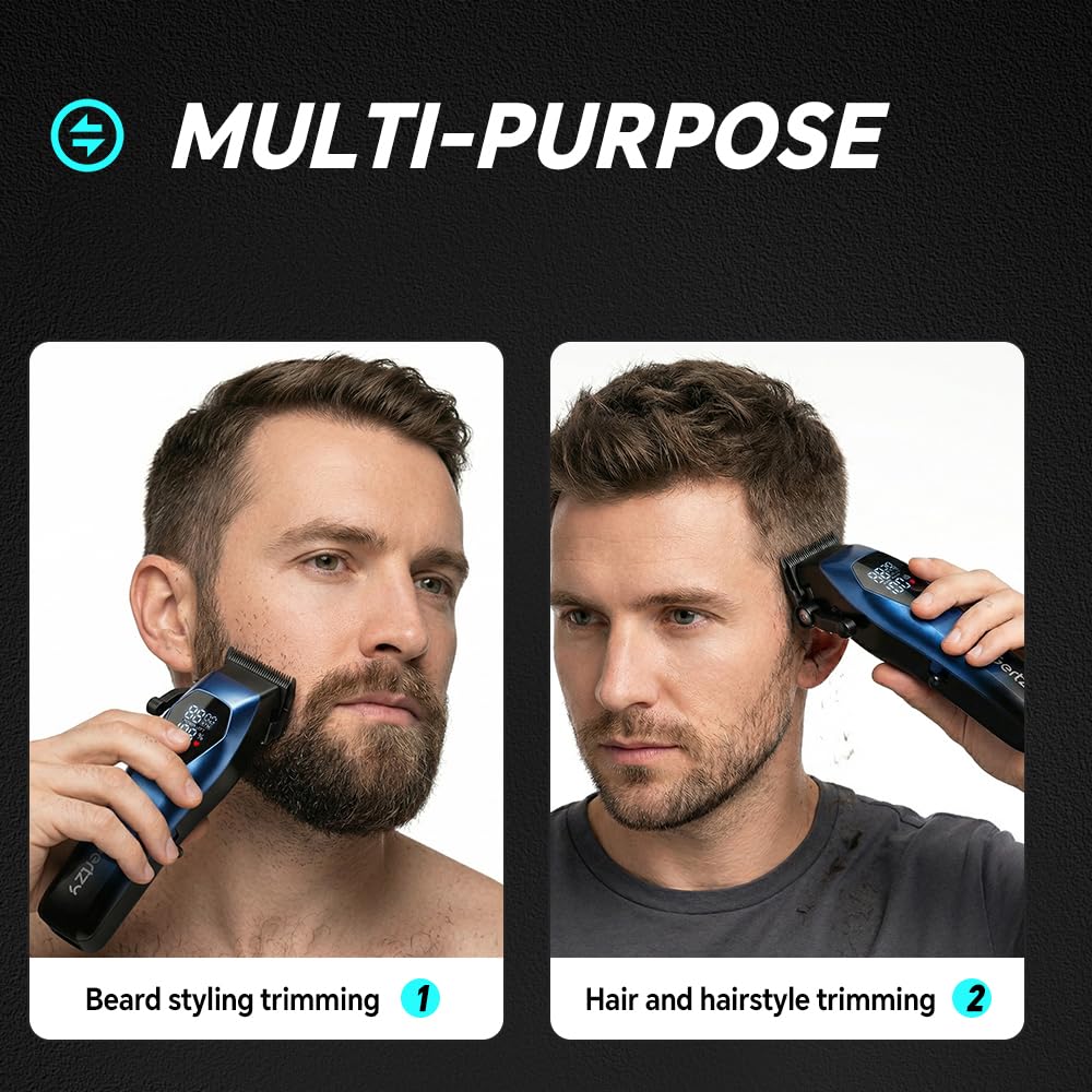 Professional Hair Clippers for Men, Rechargeable Mens Hair Clipper, High Speed, Cordless Barber Clippers for Hair Cutting. Hair Trimmer Kit for Household, 8 Guide Combs, USB-C Charging