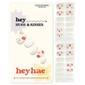 Heyhae Semi Cured Gel Nail Strips | No LED Lamp Needed | Spring, Valentines | Easy Apply & Remove, Salon Quality | Includes 28 Strips, 1 Prep Pads, Nail File & Wooden Stick - Hey, Hugs & Kisses