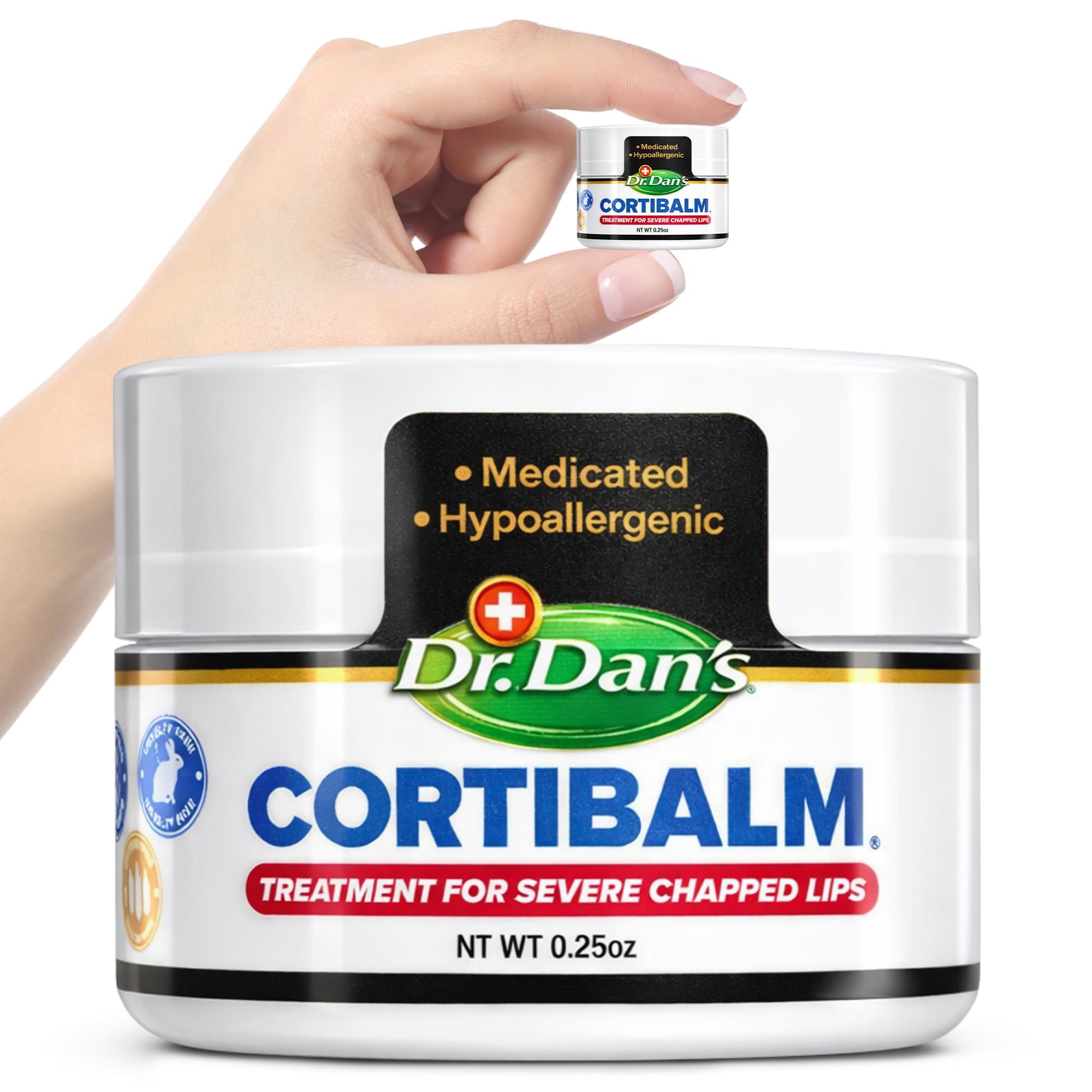 Dr. Dan's Cortibalm Jar - 1 Pack - for Dry Cracked Lips - Healing Lip Balm Jar for Severely Chapped Lips - Designed for Men, Women and Children -