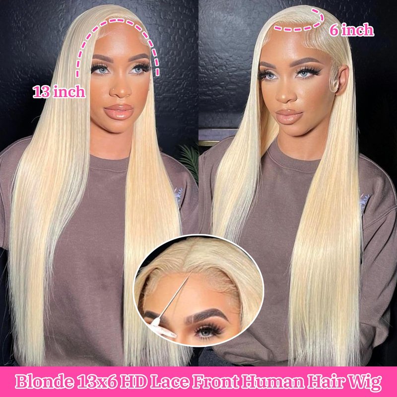 ZyBeidi 30 Inch 613 13x6 Lace Front Wig Human Hair Straight Human Hair Wig 180 Density Honey Blonde Wig Human Hair For Black Women