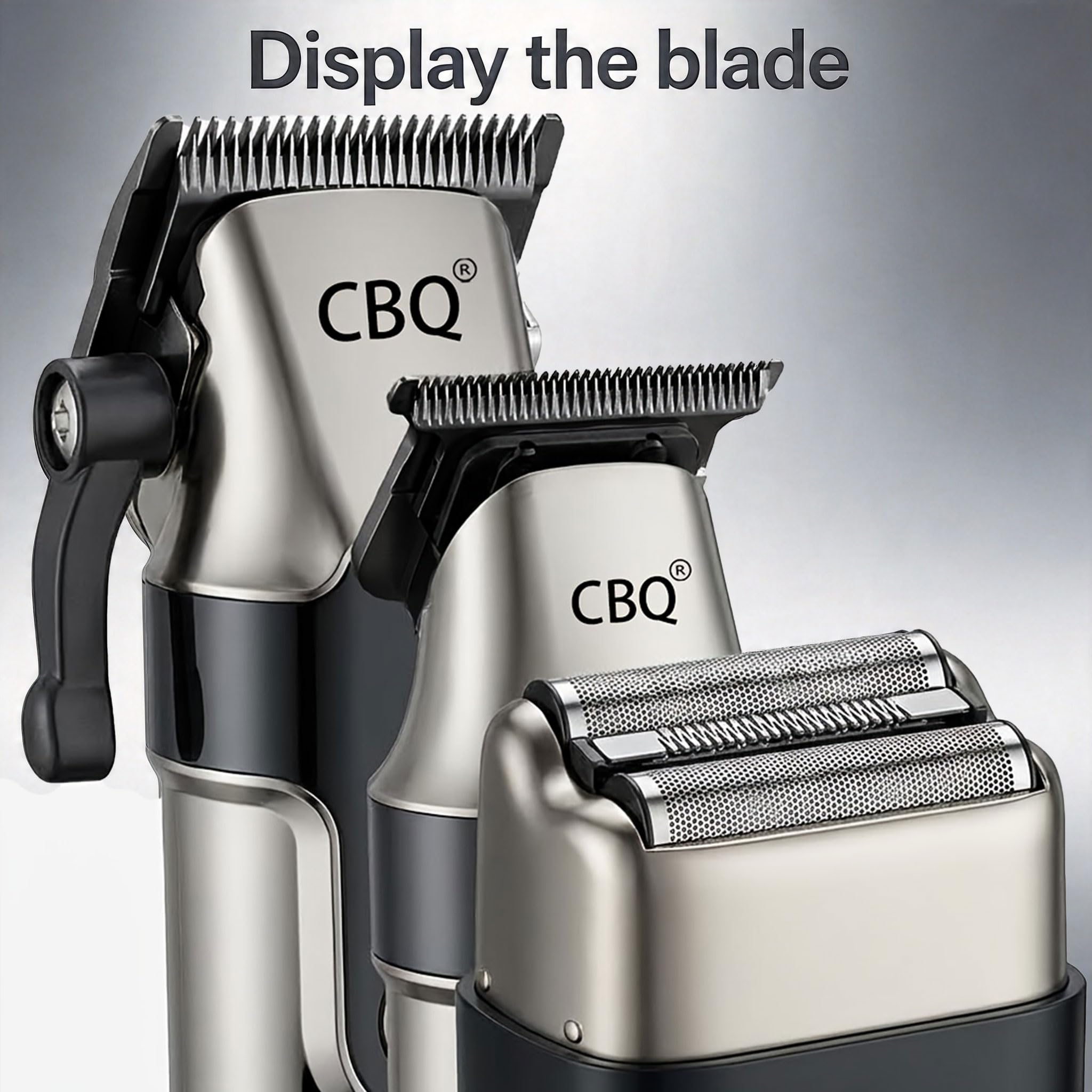 CBQ 3 in 1 Cordless Hair Clippers for Men, Professional Trimmer Set with LED Screen, 2-Speed, Beard Trimmer & Shaver, 10 Guide Combs, Cordless Electric Grooming Kit