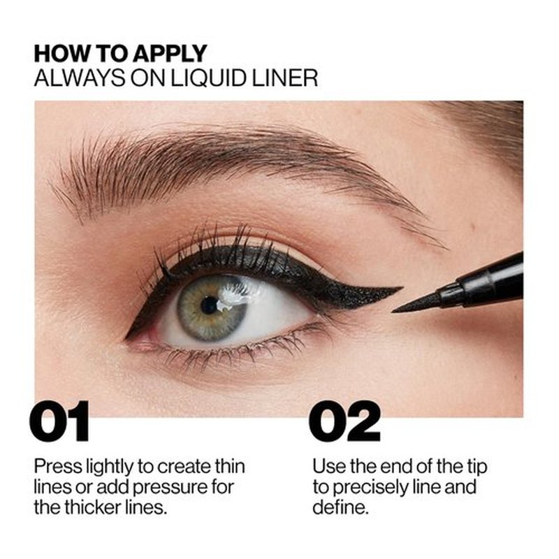 Smashbox Always On Liquid Eye Liner - Long Lasting Waterproof Formula for Dramatic Precision, Black, 0.02 Oz