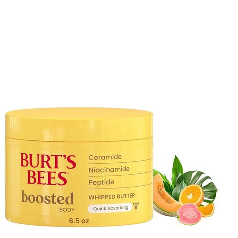 Burt's Bees Body Butter - Quick-Absorbing Formula with Ceramide & Peptide Complex | Tropical Scent, 6.5 oz