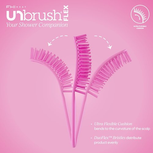 FHI Heat UNbrush Flex Detangling Brush - Ultra-Flexible Pain-Free Hair Detangler with DuoFlex Bristles