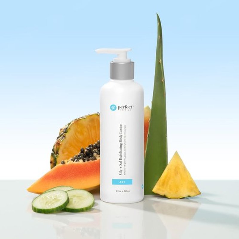 Perfect Image Gly + Sal Exfoliating Body Lotion - 8% Glycolic & 2% Salicylic Acid with Green Tea & Papaya, 8 oz