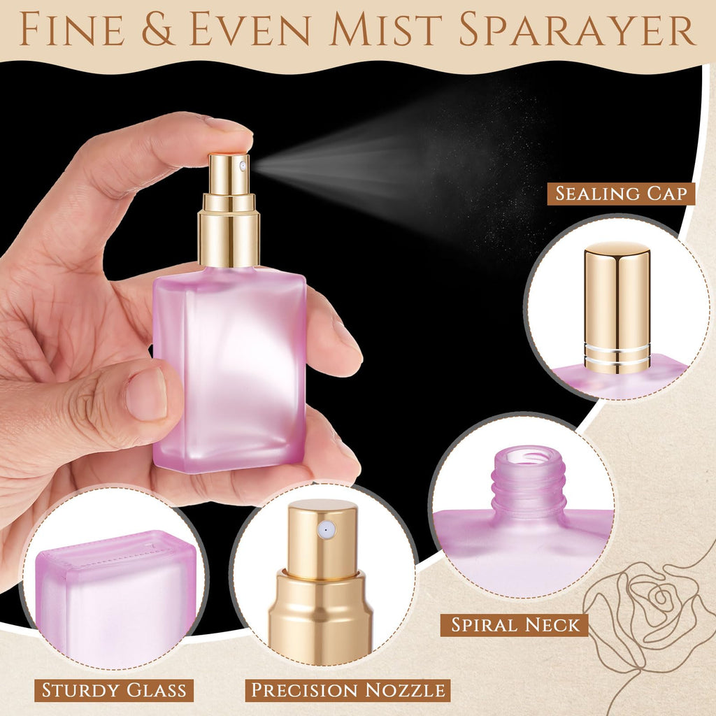 Domensi 30 Pcs 10/15/30/50 ml Glass Square Perfume Bottles Mini Glass Empty Spray Atomizer Bottles Bulk Refillable Perfume Dispenser Container with Pump Tool for Travel (15 ml,Folral Color)