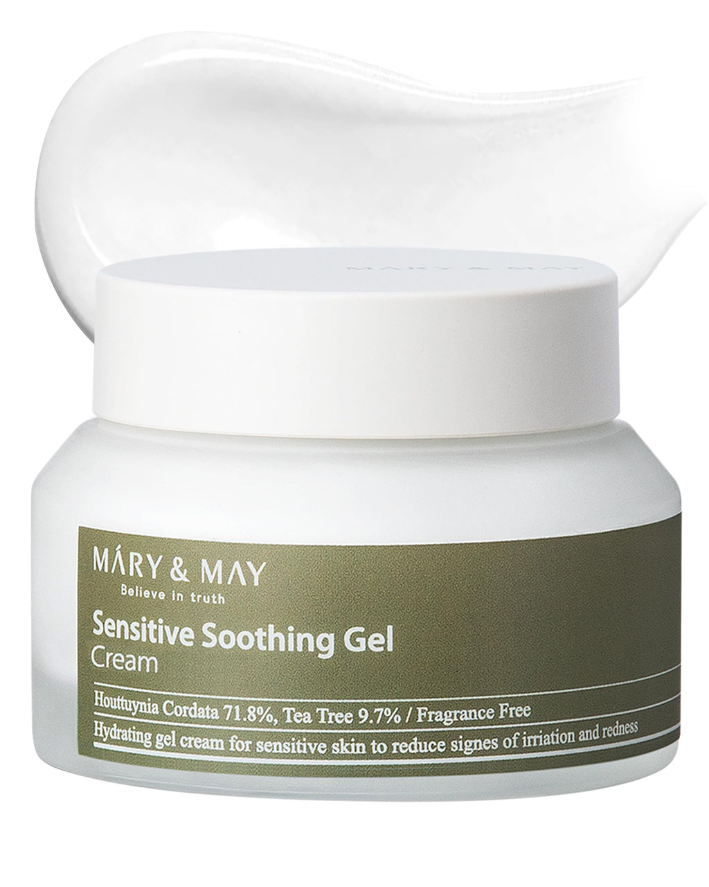 Mary&May Sensitive Soothing Gel Cream - Instant Cooling and Redness Relief, Pore-Tightening Face Cream with Tea Tree and Houttuynia Cordata Extracts - No Sticky, Refreshing Finish, 2.46oz.