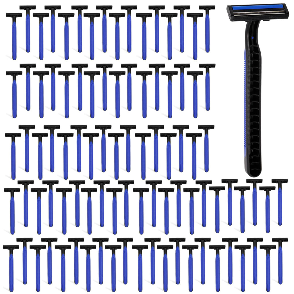 CACASO 50 Pcs Disposable Razors,Twin Blade Razors with Clear Safety Cap,Disposable Razors Individually Wrapped Bulk,Stainless Steel Blade Shaving Razors Bulk for Men &Women Bathing Hotel Travel