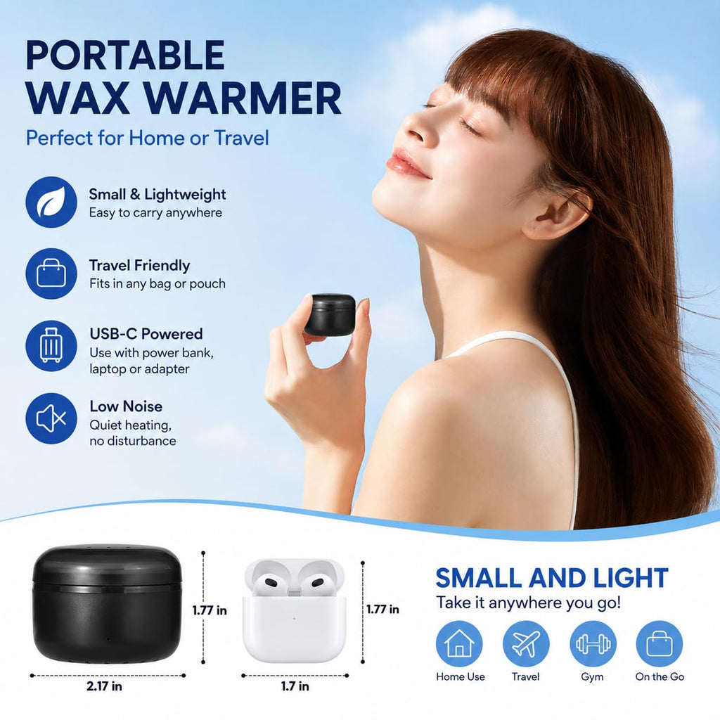STORICANS Portable Nose Wax Kit for Men & Women - Mini USB Wax Warmer with 100g Wax Beads, 30 Nose Sticks, 10 Applicators, 2 Silicone Pots & Organizer Bag - At-Home Nose Ear Hair Removal Kit
