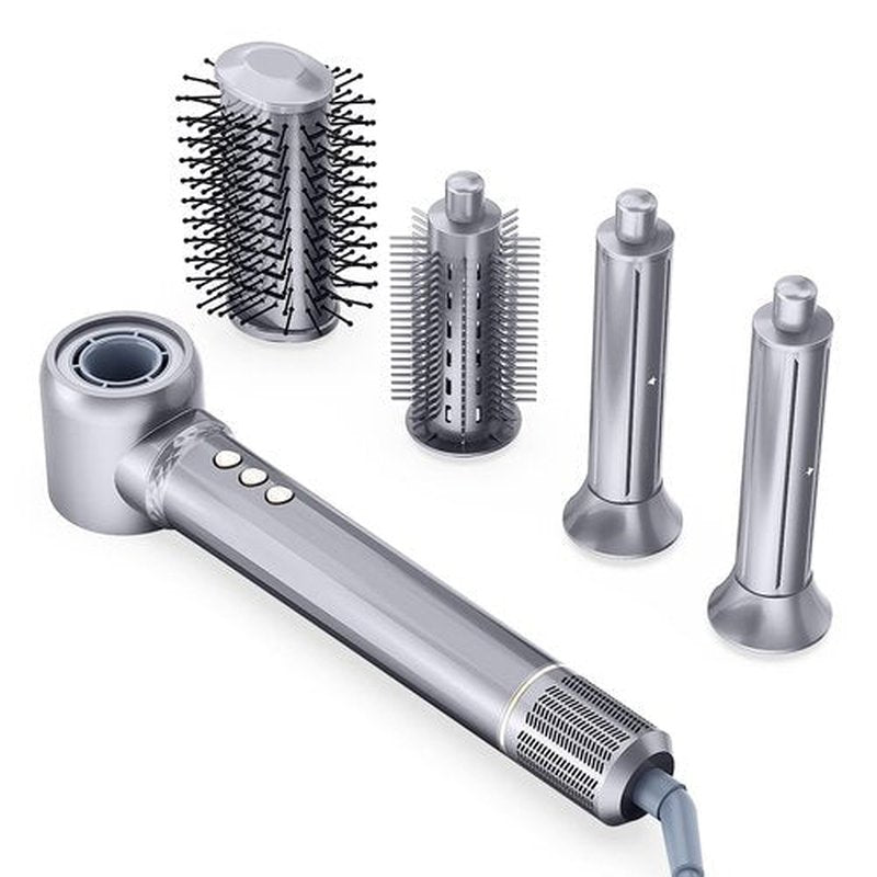 REITOW 5-in-1 Blow Dryer Brush Set - 110,000 RPM High Speed Hair Dryer & Airbrush Hair Multi Styler - No Heat Damage Auto Wrap Air Curler - Magic Hot Air Styler for at Home Styling Women Gray