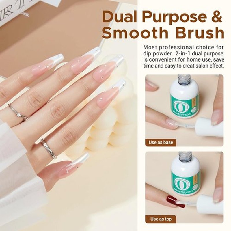 AZUREBEAUTY Dip Powder Base & Top Coat - Fast Drying, No Lamp Needed, 0.5oz Bottle for Nail Kits