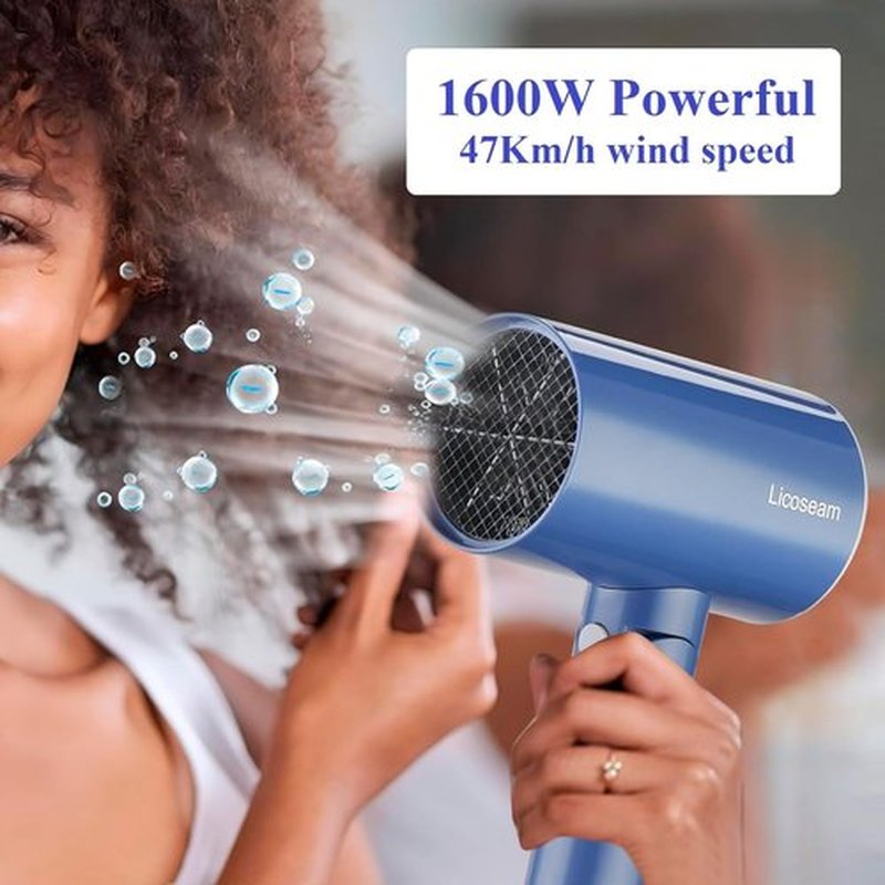 Skiennix 1600W Compact Hair Dryer - Fast Drying & Foldable Design | Stylish Blue Color