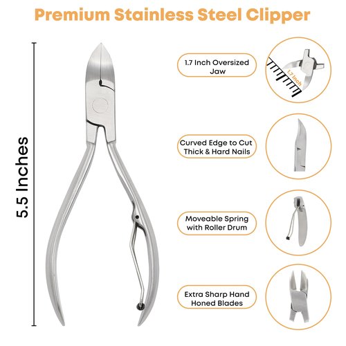 Stellmacher Toenail Clippers, Professional Nail Care Kit with Stainless Steel Nail Clipper, 4 Pieces Manicure & Pedicure Kit for Men and Women, Mens Grooming Kit