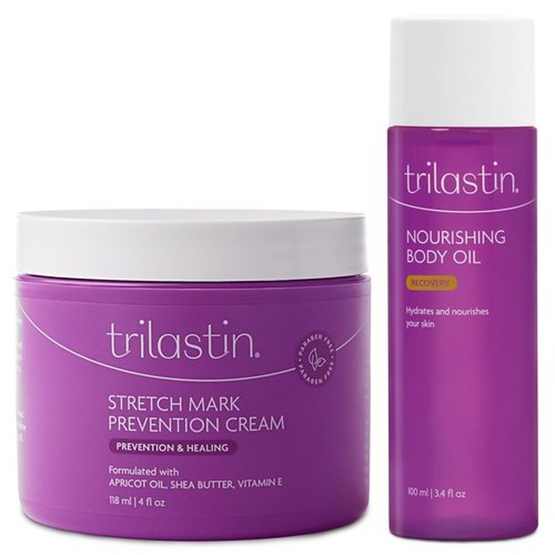 Trilastin Maternity Stretch Mark Prevention Cream & Nourishing Body Oil Bundle - Hypoallergenic Skincare for Moms | 1 Month Supply