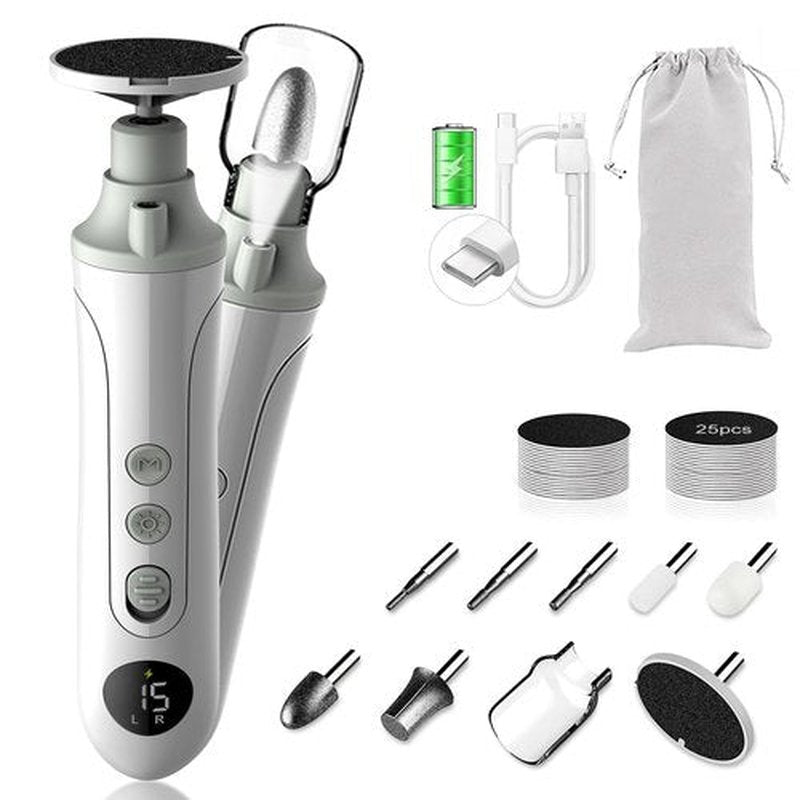 Electric Foot Callus Remover,Cordless Electric Foot File with LED Light,5000RPM-Faster Callus Remover for Feet,8-in-1 Foot Scrubber Perfect for Dead,Hard Cracked Dry Skin,Thick Toenail Ideal Gift