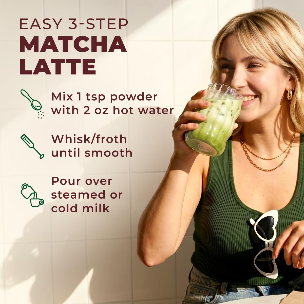 Gya Tea Co Café-Style Matcha Latte Powder 0.55 lb 8.81 oz, 25 Servings - Naturally Sweetened Green Tea Powder Blend for Lattes, Smoothies & Baking - Non-GMO, Filler, Additive