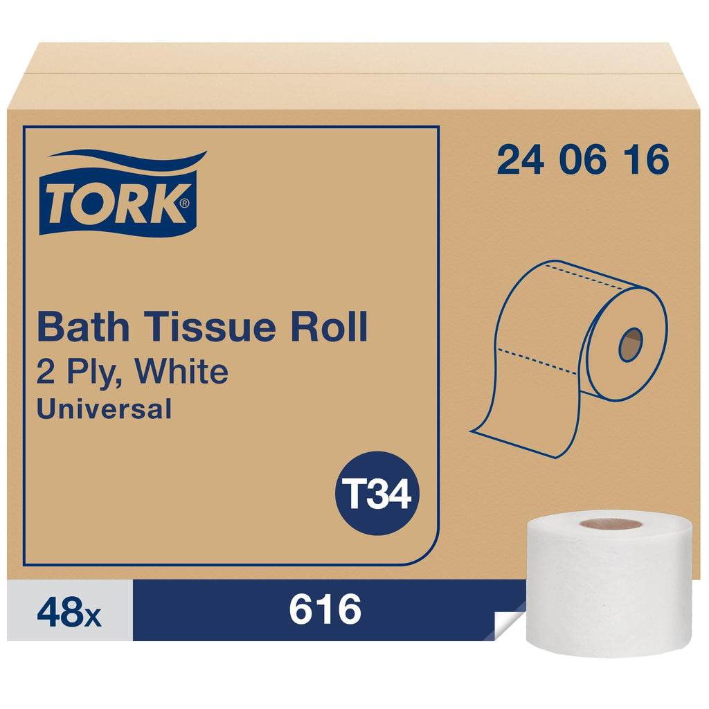 Tork Toilet Paper Roll White T34, Universal, 2-ply, 48 x 616 sheets, 240616