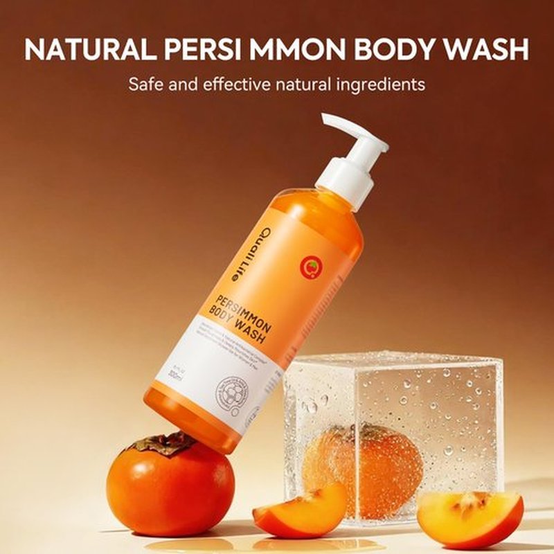 QualiLife Persimmon Body Wash for Old People Smell, Natural Deodorant Bar Soap for Strong Odor Smelly Feet Remove, Cleansing Body Deodorizing for Eliminating Odor