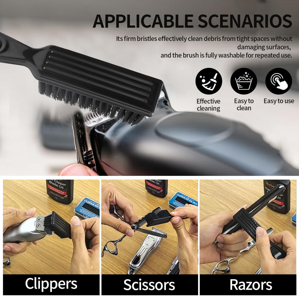 2PCS Premium Hair Clipper Blade Lubricating Oil for Clippers, with Oil Dip Box and Barber Clipper Brush