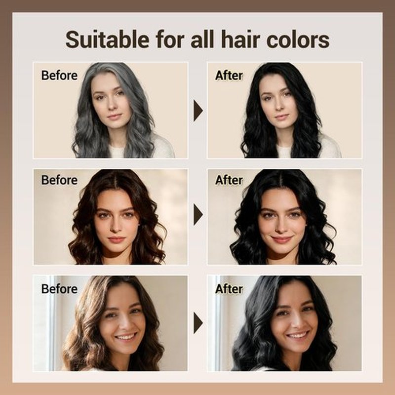 IIIMEIDU Hair Dye Shampoo for Gray Hair Coverage, 3 in 1 Natural Black Dye for Women Men, 500ml