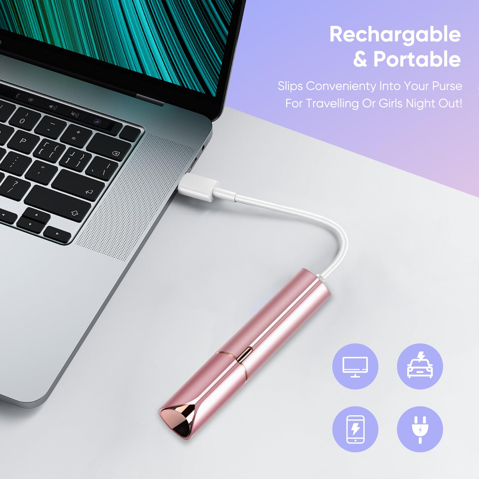 Flawless Facial Hair Remover for Women- as Seen on TV Painless Face Shaver -Mini Hair Remover, Electric Razor Shaver Portable Bikini Epilator for Lips, Chin, Armpit, Peach Fuzz,Neck, Cheek(Rose Gold)