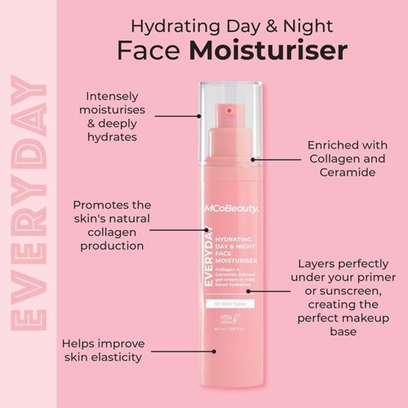 MCoBeauty - Hydrating Face Moisturizer - Plump, Firm, and Brighten Skin - Hyaluronic Acid & Vitamin C - Vegan & Cruelty-Free