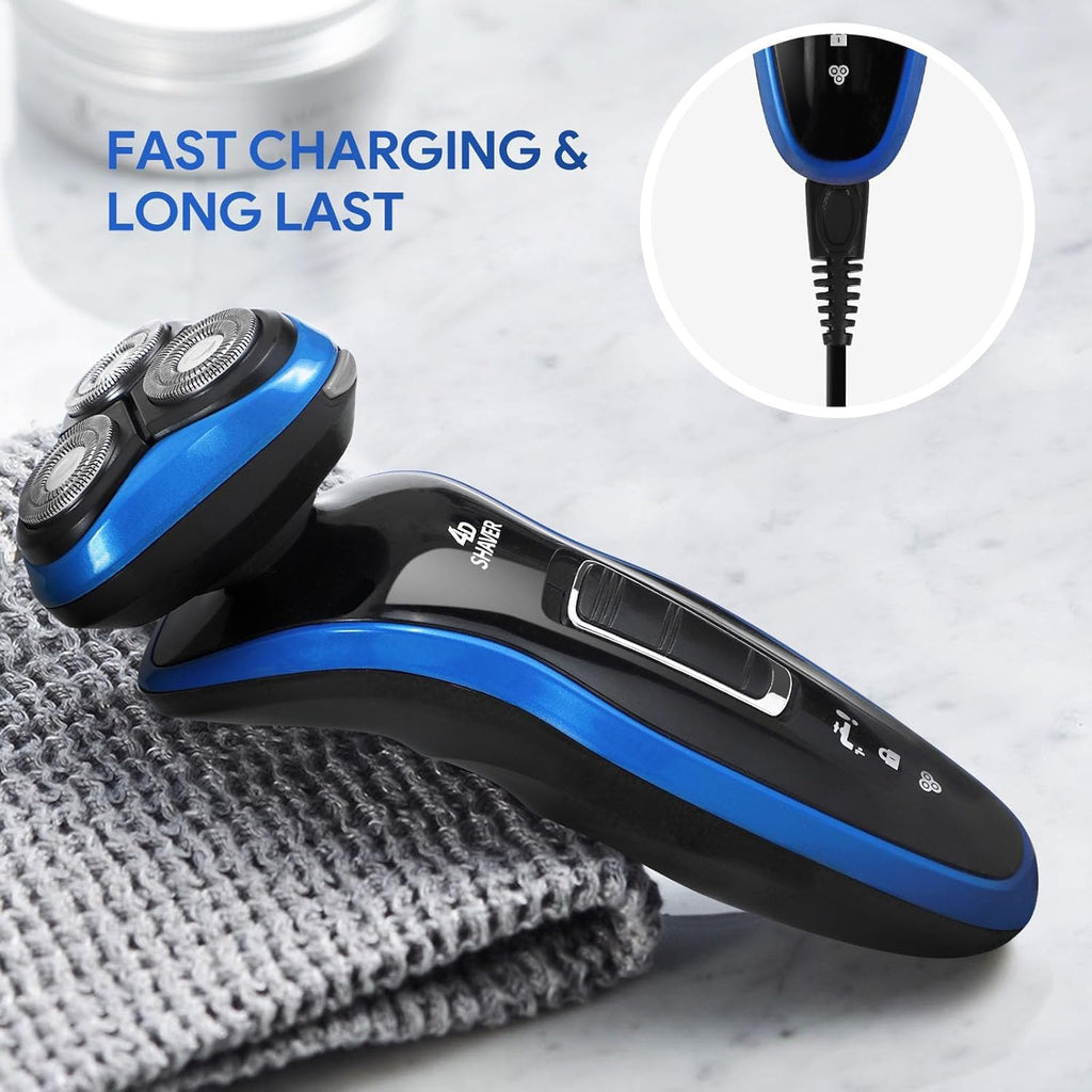 4-in-1 Electric Shaver for Men, All-in-One Men's Grooming Kit, Rechargeable Waterproof Men Electric Shaver, Wet & Dry Shaving with Cordless Beard, Nose Hair Trimmer