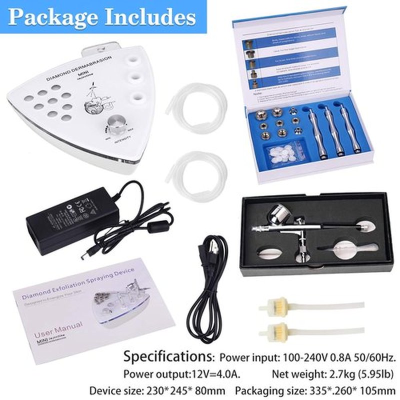 Beauty Star Diamond Microdermabrasion Machine with Spray Gun, Professional Home Use Facial Beauty Salon Equipment Strong Suction Power 65-68cmhg