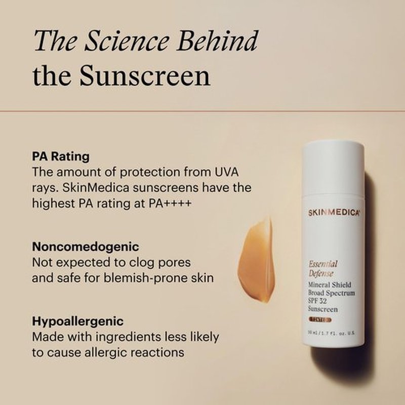 SkinMedica Essential Defense Mineral Shield SPF 32 Tinted Sunscreen for Face. This Lightweight, Facial Sunscreen is Ideal for Oily and/or Combination Skin, NEW PACKAGING, 1.7 Oz