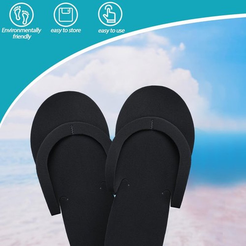 Mepase 90 Pairs Pedi Slippers Disposable Flip Flops Bulk Foam Spa Pedicure Slippers Sandals for Guests Women Men Foot Nail Salon Party Supplies Shower Hotel Favors(Black)