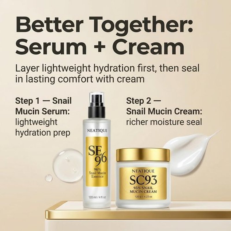 Neatique Snail Mucin Cream 93% for Skin Care, Intense Hydration & Dryness, Snail Mucin Moisturizer 120g, Natural Snail Secretion Filtrate & Non-GMO, Fast Absorbing & Non-Sticky, 4.23oz