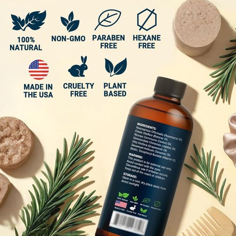 Rosemary Oil for Hair Growth 6 fl oz - Nourishing Blend for Frizz Control, Scalp Refresh & Stronger Hair - Aceite de Romero Para el Cabello - Nexon Botanics