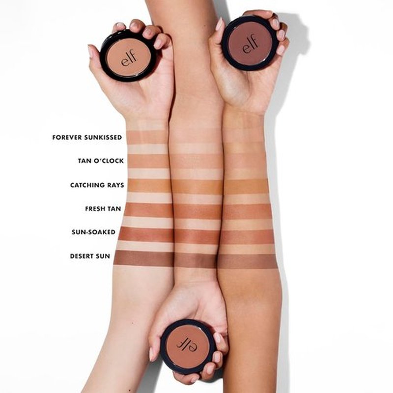 e.l.f. Bronzer - Primer-Infused, Long-Wear Matte Finish for Effortless Cheek Contouring | Forever Sun Kissed, 0.35 Oz