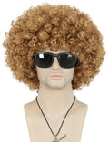 VGbeaty Adult Unisex 60s 70s 80s Short Golden Curly Afro Synthetic Disco Rocker Hippies Hair California Halloween Cosplay Anime Costume Wig (Golden)