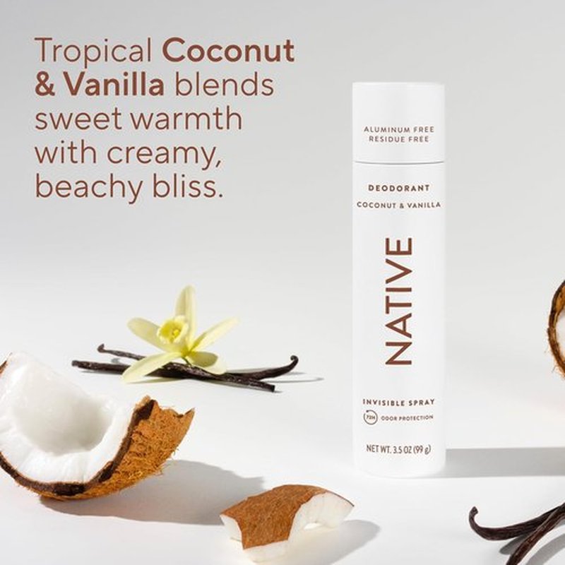 Native Deodorant - Coconut & Vanilla Body Spray | 72-Hour Odor Protection, Aluminum-Free, 3.5 oz