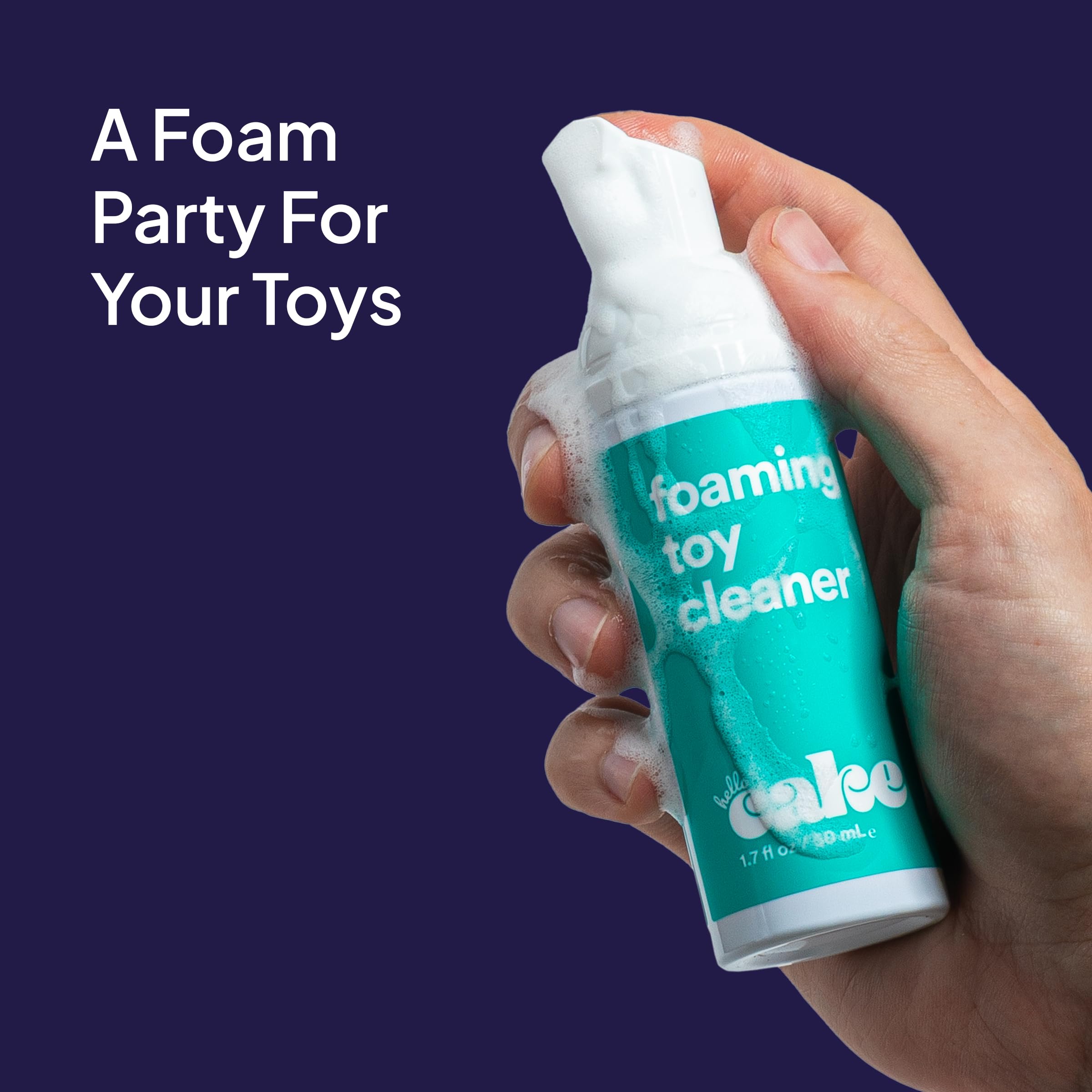 Hello Cake Toy Cleaner, Adult Toy Cleaner with Easy to Use Pump, Natural Gentle Foaming Cleanser, Extend the Life of Toys, 1.7 fl oz