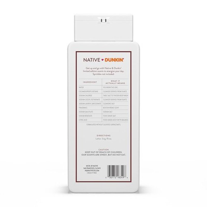 Native Body Wash - Dunkin Boston Kreme Scent | Naturally Derived, Sulfate & Paraben Free | 18 oz for Soft, Hydrated Skin