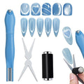 JERCLITY 1 Pieces Blue Cat Eye Magnet for Nails 3 in 1 Heart Magnet for Cat Eye Gel Polish, Cylindrical Magnets with Scissor Shaped Tools for French Cat Eye Effect