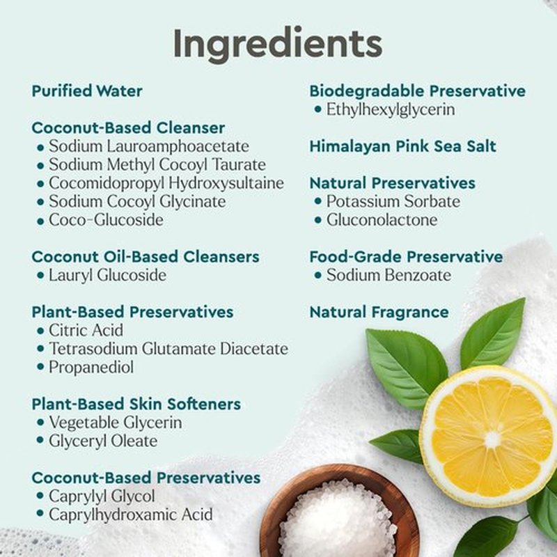 Puracy Body Wash Refill - Natural Moisturizing Shower Gel for Dry Sensitive Skin | 48 Oz, Citrus & Sea Salt Scent