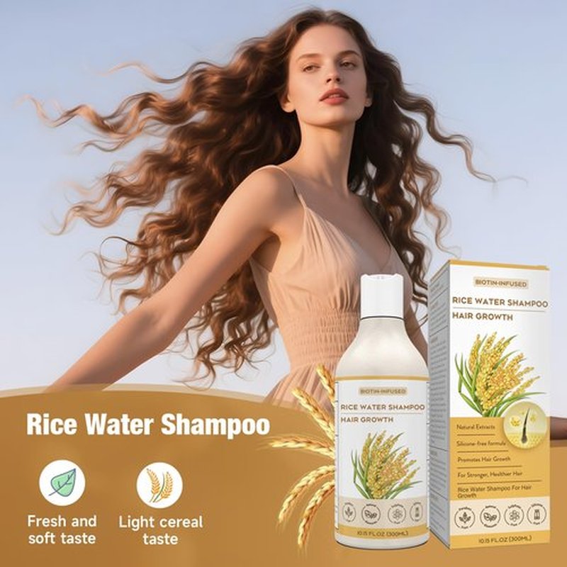 Rice Water Hair Growth Shampoo, Enhances Hair Luster, Suitable for Thinning Hair and Hair Loss, Promotes Hair Regrowth-10.15 FL.OZ