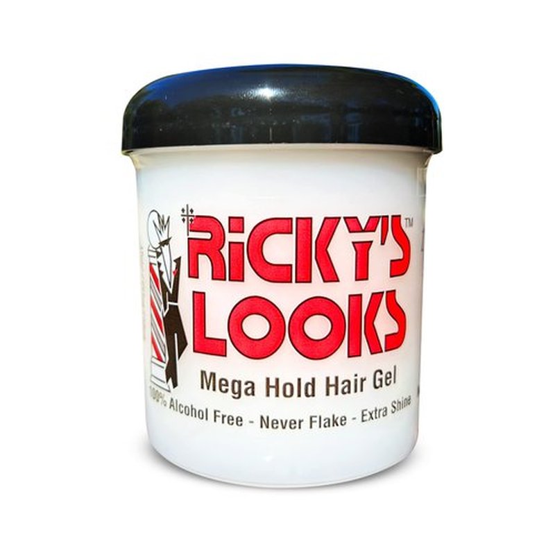 Ricky's Looks Mega Hold Styling Hair Gel for Curly, Frizzy, Straight, Wavy & Fine Hair - Flake Free, Strong Hold and Shine - For All Hair Types - Men & Women