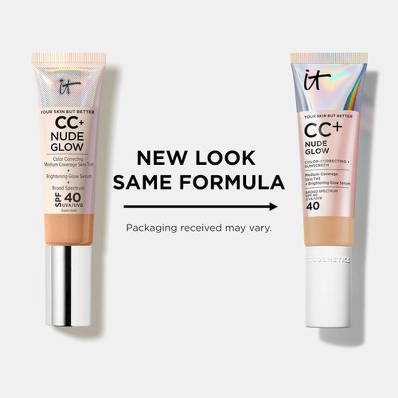 IT Cosmetics CC+ Nude Glow Foundation - Medium Coverage with SPF 40, 2% Niacinamide & Hyaluronic Acid - 1.08 fl oz