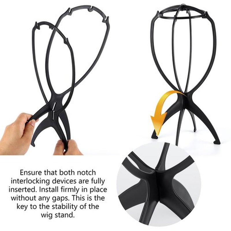 Tecbeauty 9 Pcs Wig Stand, Portable Wig Holder Wig Head Stand for Women Multiple Wigs (Black)