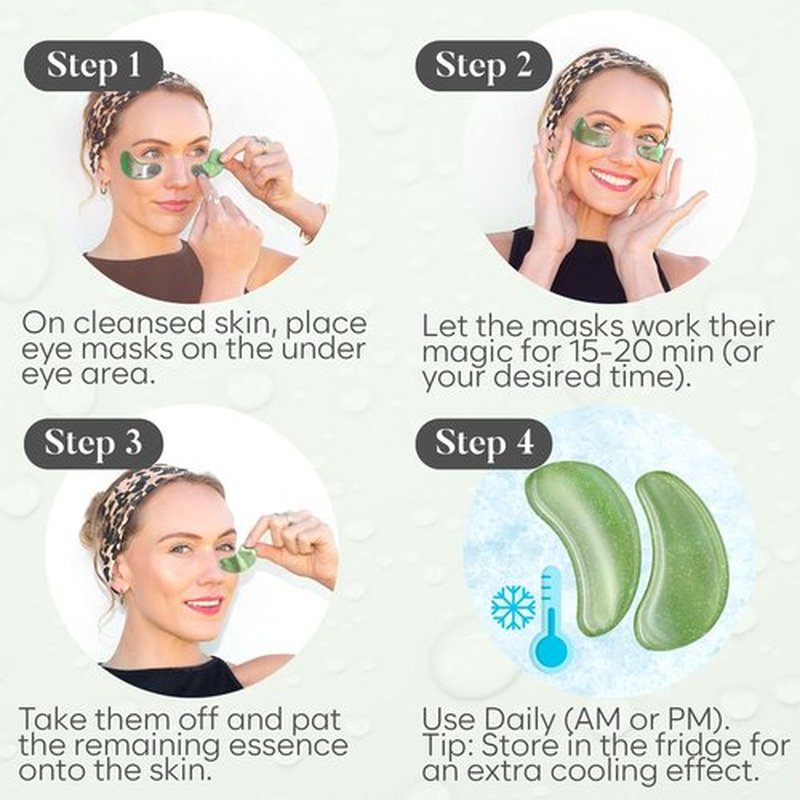 BLOOMORA Green Tea Under Eye Patches (20 Pairs) - Dark Circles & Puffiness Care - Hydrating Green Tea Eye Mask