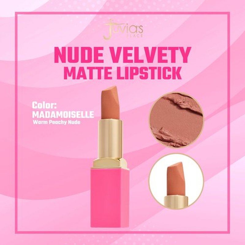 Juvia's Place The Nude Velvety Matte Lipstick Mademoiselle - Nude, Long-lasting, Rich-Color Lip Makeup, Creamy Lipstick with Matte Finish, Beauty & Lip Products