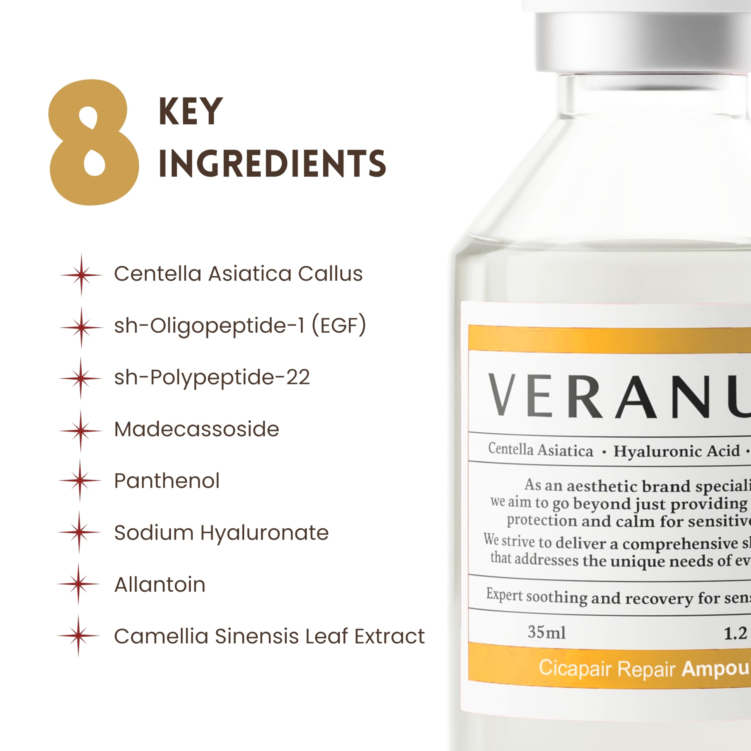 Veranum 5-Peptide Repair Serum – Korean Anti-Aging Peptide Ampoule with Centella EV | Collagen & Elasticity Support (1.2 fl oz / 35 mL)
